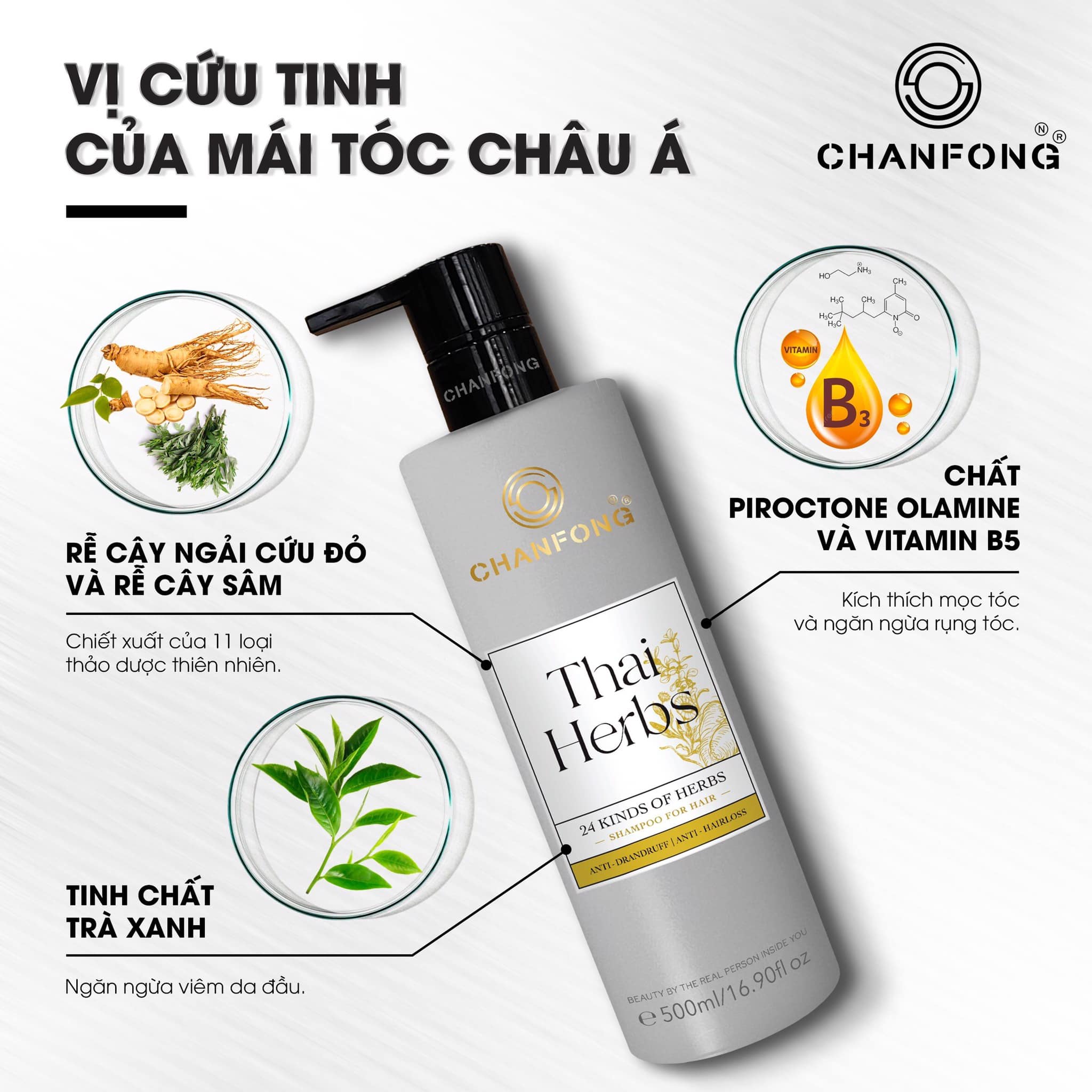 Dầu gội ORGANIC 24 loại thảo dược thiên nhiên Chanfong Thái Lan - 500ml