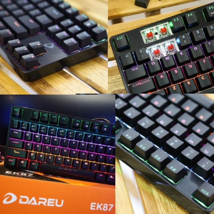 Bàn phím cơ Gaming DAREU EK87 - Black (RED Led, Blue/ Brown/ Red D switch) Hàng Chính Hãng