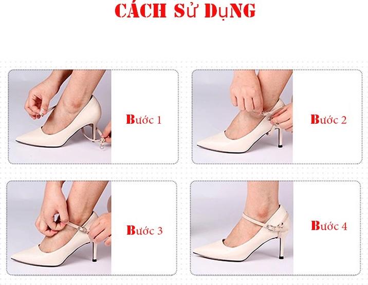 Bộ Dây giày cho nữ giày cao gót chống trượt đủ các màu khóa điều chỉnh tùy ý