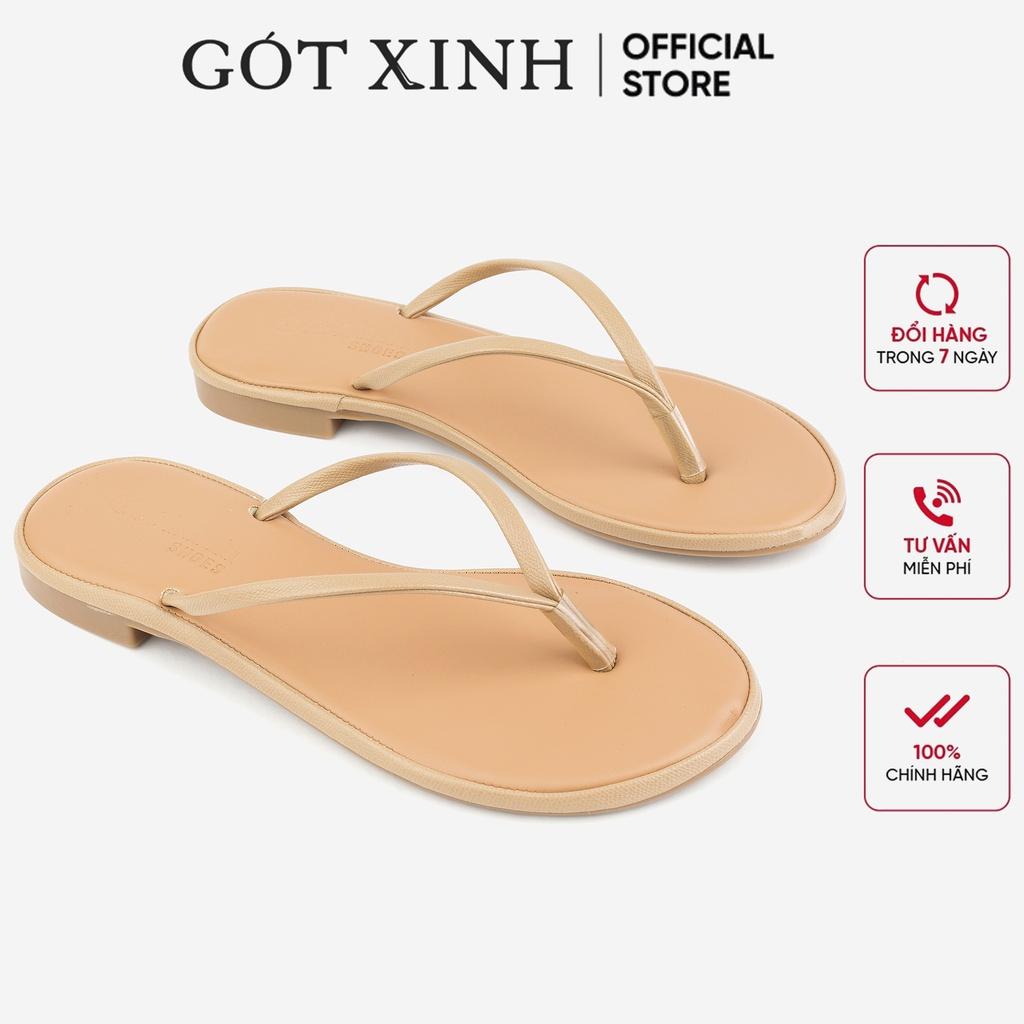 Dép xỏ ngón nữ GÓT XINH D56 quai mảnh chất da mờ êm chân