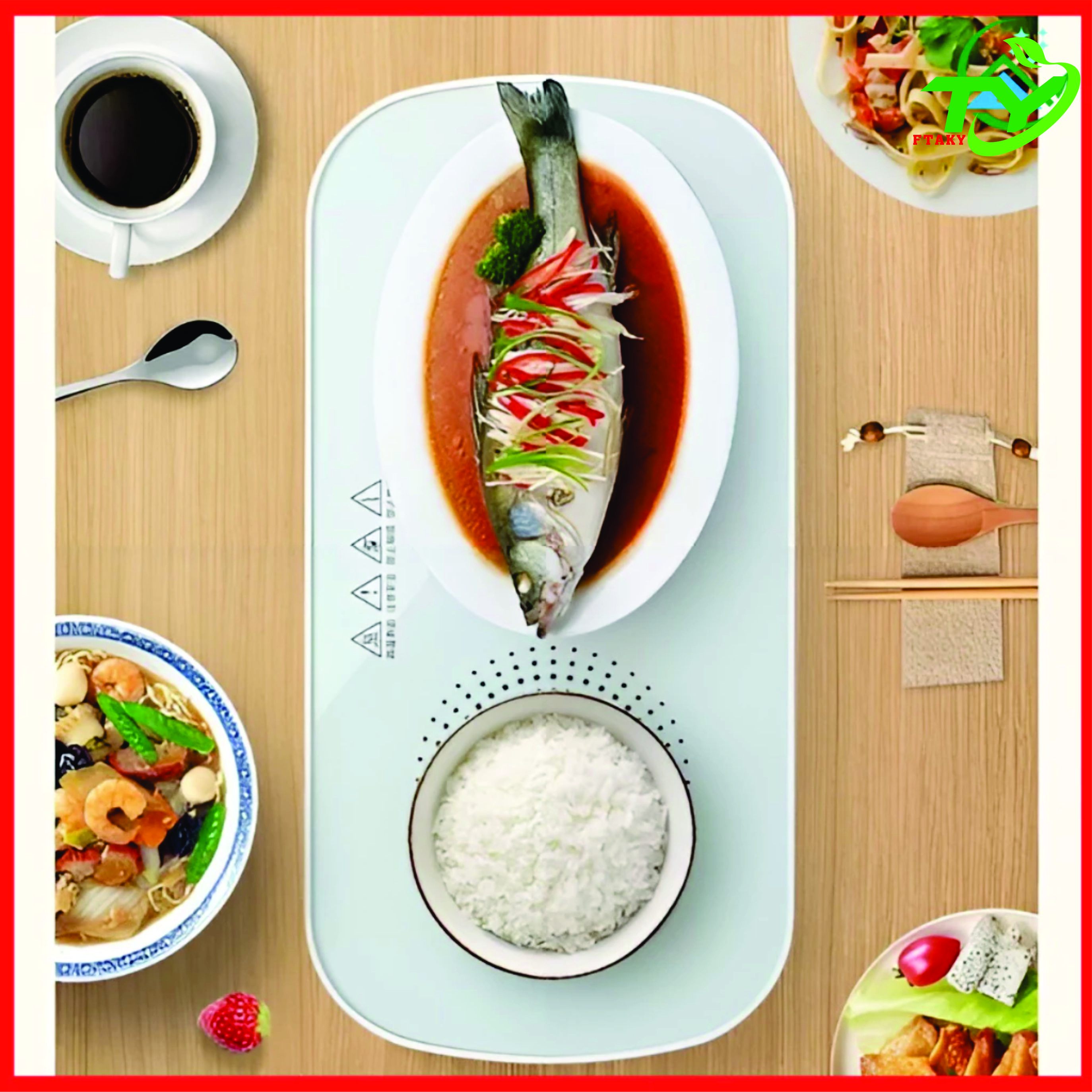 Khay Hâm Nóng Thức Ăn Đa Năng Tiện Lợi - Mặt Kính Cường Lực Chắc Chắn Hàng Nhập Khẩu