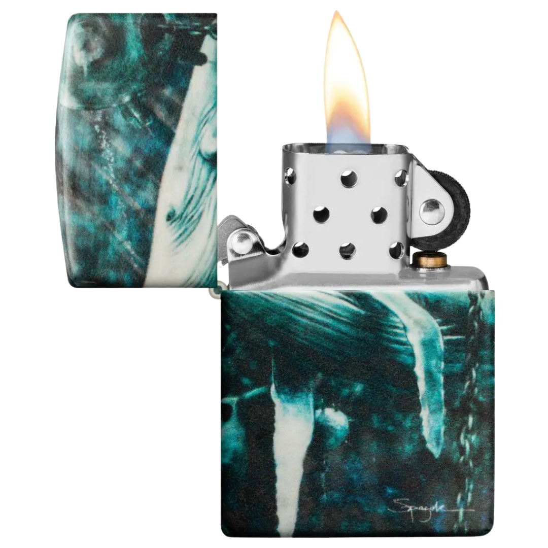Zippo Chính Hãng Mỹ in hình cá Voi Nghệ Thuật Spazuk - Chống gió, vỏ kim loại cao cấp