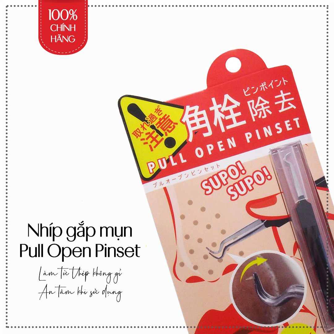 Nhíp Gắp Mụn Đầu Cong Cogit Pull Open Pinset, Nhập Khẩu Nhật Bản