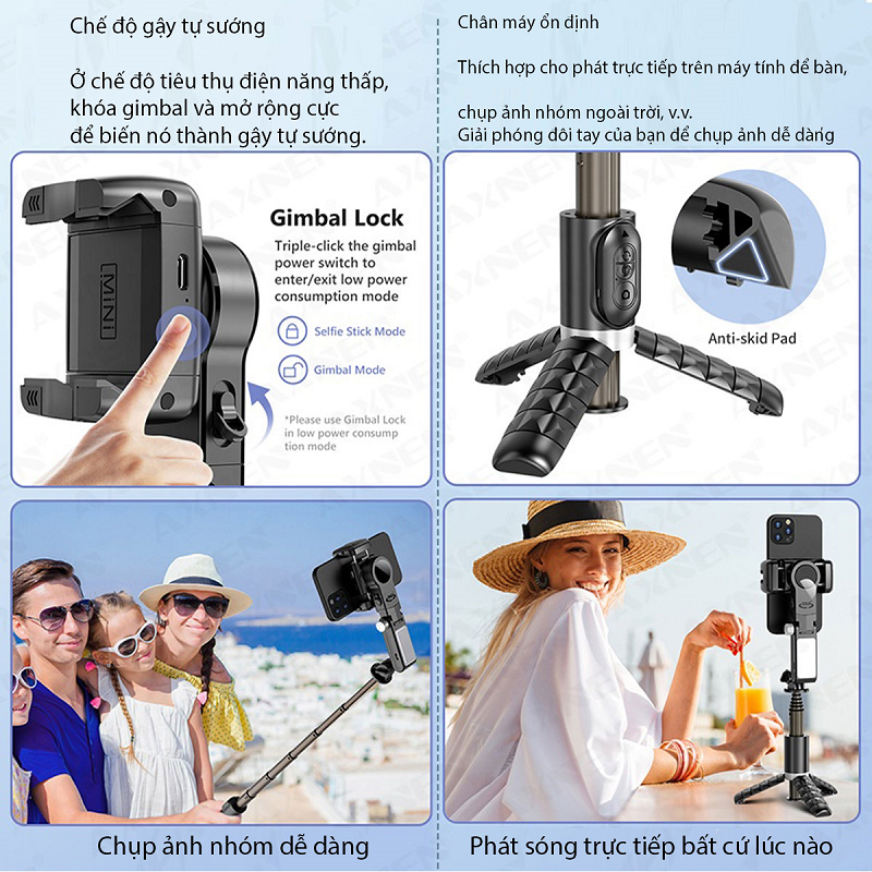 Gimbal chống rung điện thoại Q18, Gimbal điện thoại theo dõi chuyển động, Điều khiển từ xa, Gymbal chống rung - Hàng chính hãng