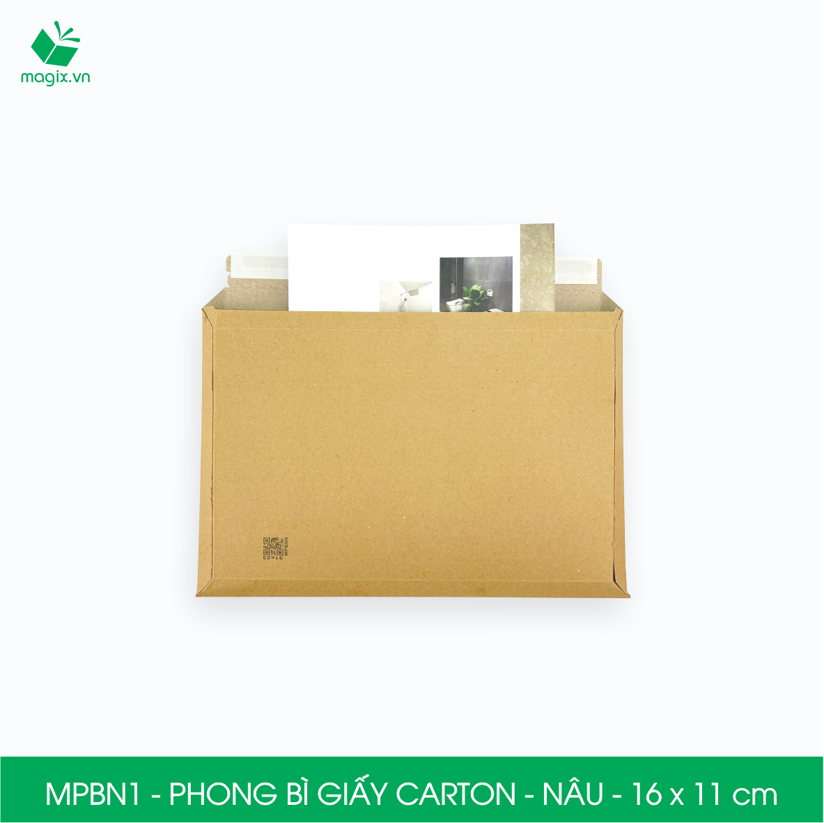 MPBN1 - 16x11 cm - Combo 60 phong bì giấy cứng đóng hàng màu nâu thay thế túi gói hàng