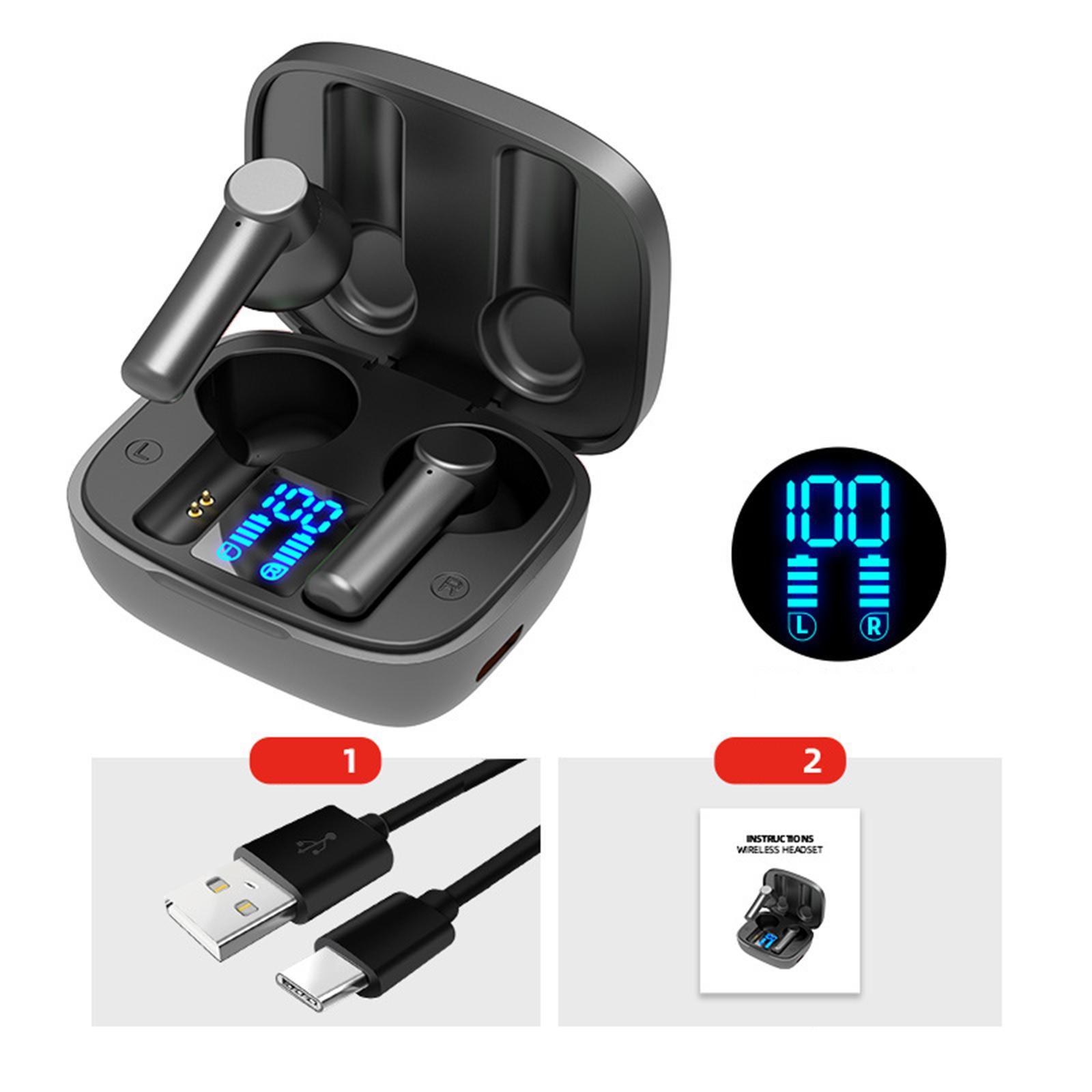 True Wireless Headphones Built in Microphone for Running Black