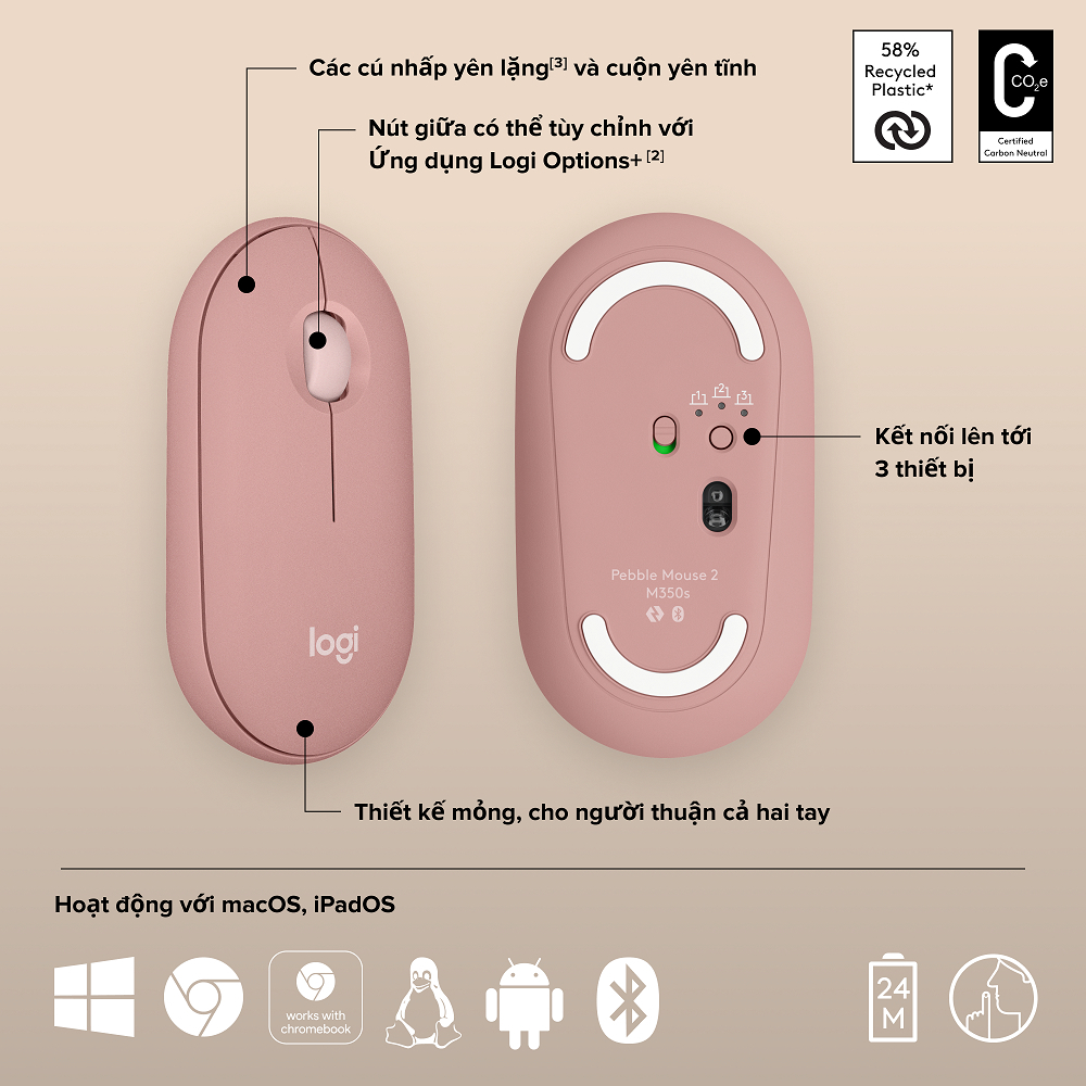 Combo Bàn phím và chuột Bluetooth Logitech K380s + M350s - Easy-Switch, Slient - Hàng Chính Hãng - Bảo Hành 12 Tháng