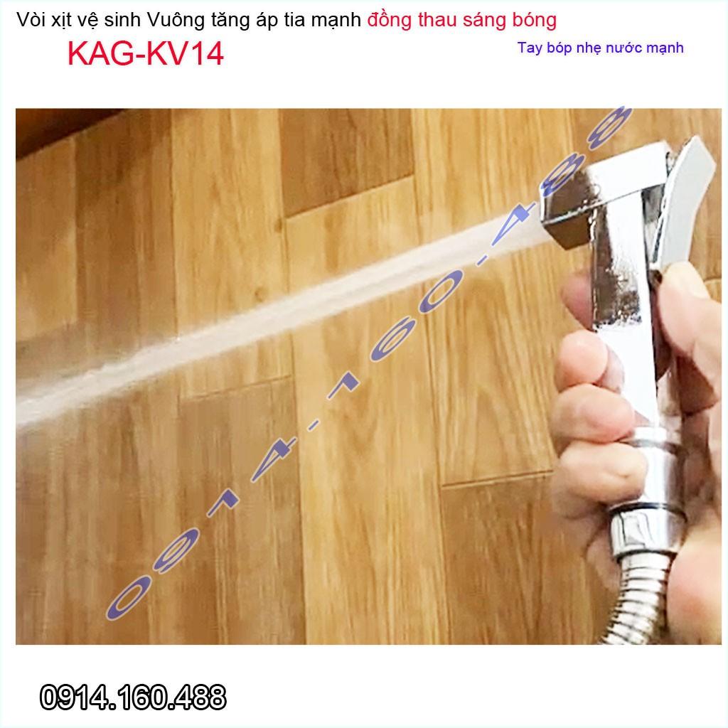 Vòi xịt vệ sinh KAG-KV14 thân vuông bằng đồng, vòi rửa bồn cầu thiết kế tinh tế- tia nước mạnh chịu áp lực mạnh chung cư