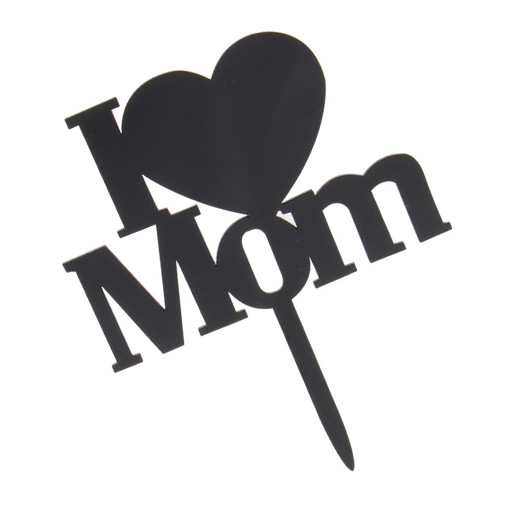 I Love Mom Heart Cake Topper Party Cake Baking Accessories Photo Prop