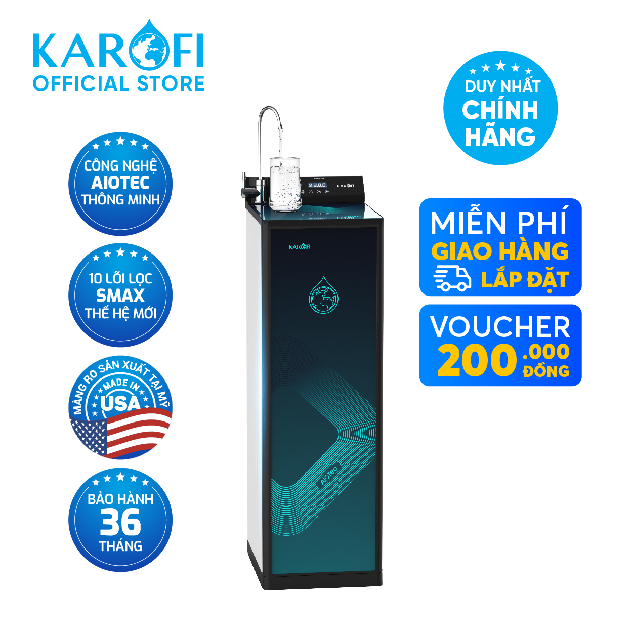Máy lọc nước Karofi KAQ-P95 - Hàng chính hãng