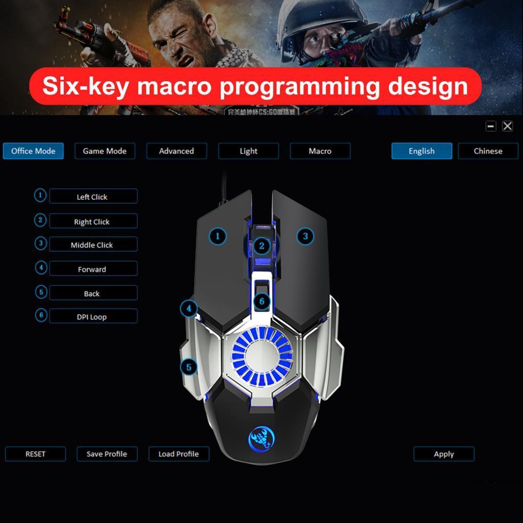 Professional Wired Gaming Mouse 6 Buttons 6400DPI USB Computer Mouse Gamer Mice