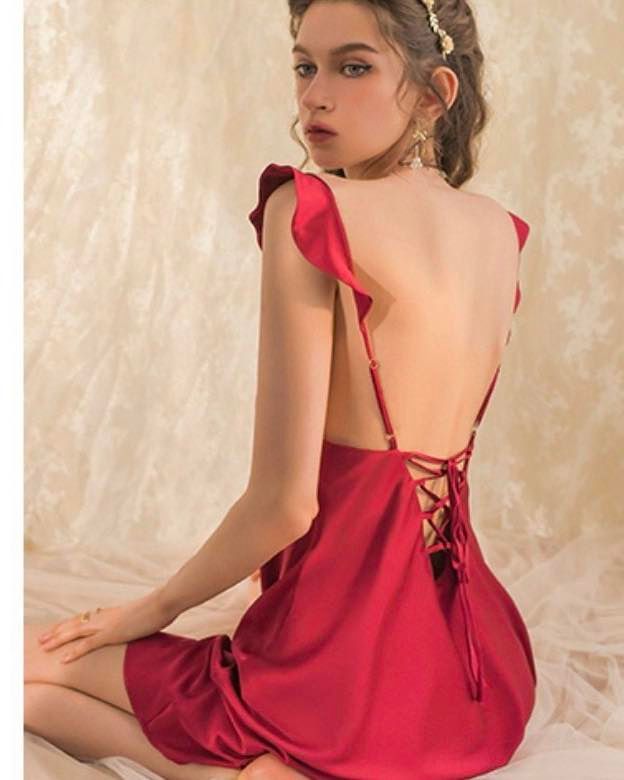 Váy Ngủ Nữ Lụa Trơn Đơn Giản (Không kèm áo choàng) - B.Lingerie