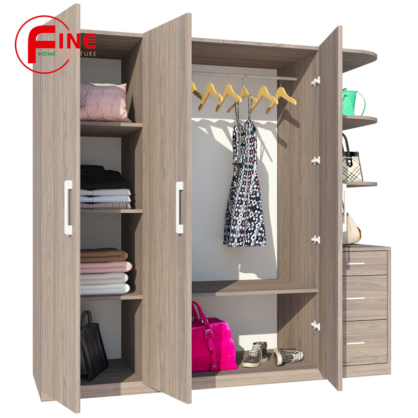 Tủ Áo FINE FT042F (180cm x 200cm) Thiết kế hiện đại, các ngăn tủ rất rộng để xếp gọn và treo quần áo thoải mái