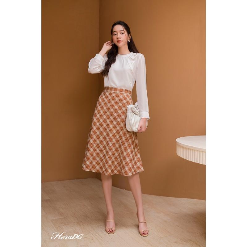 Chân váy midi kẻ caro trẻ trung HeraDG WJPBA003