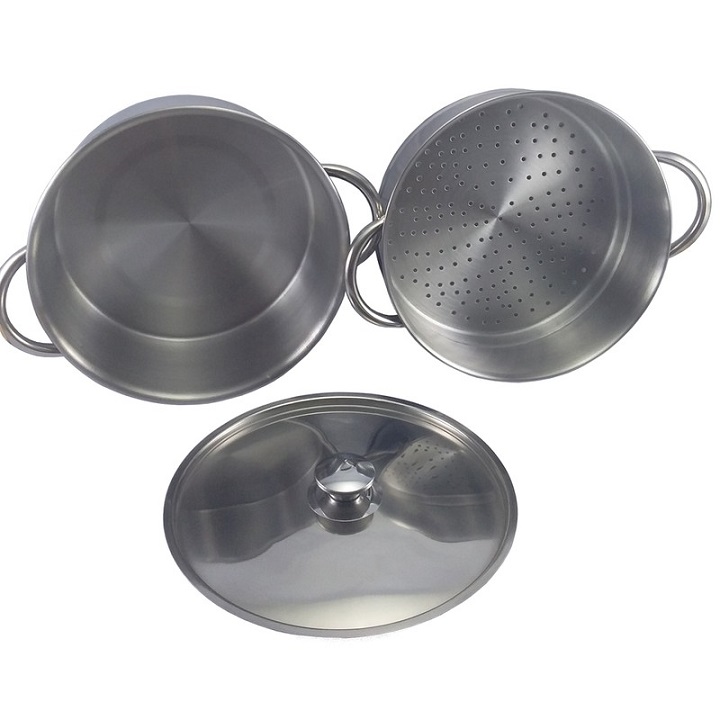 Bộ nồi xửng 1 đáy nắp inox Rainy 24cm - Hàng Chính Hãng