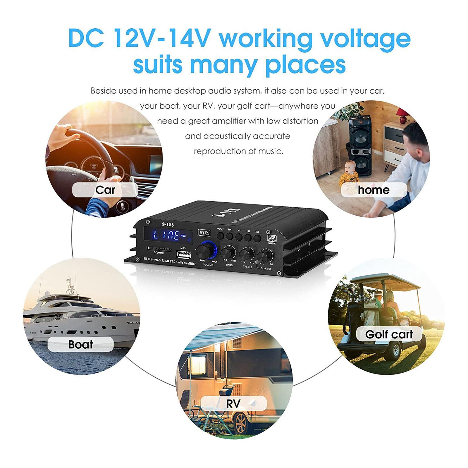 Car Vehicle  Amplifier US Adapter Sturdy Audio Component Amplifier