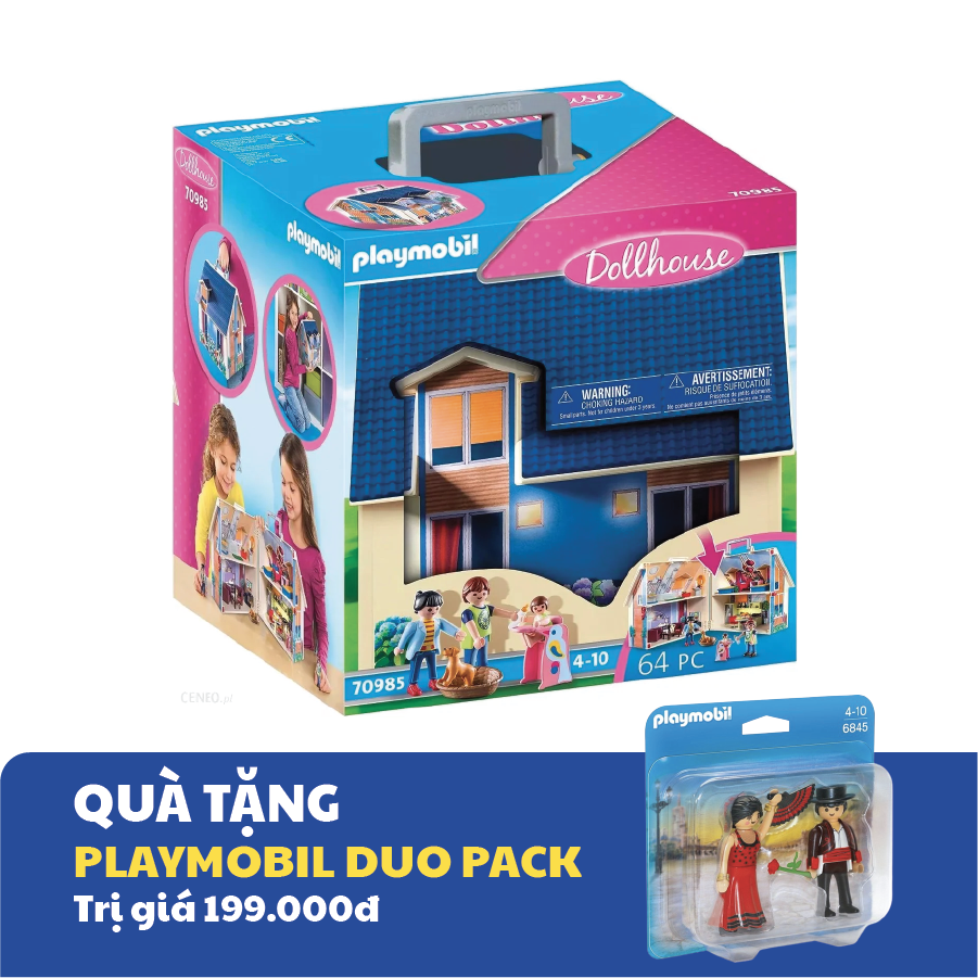 Đồ chơi mô hình Playmobil Nhà búp bê xách tay 64pcs