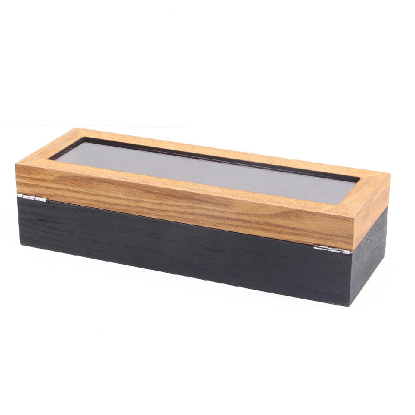 Watch Box Display Case Retro Wood for Exquisite Gift W/Clear Top & Lock