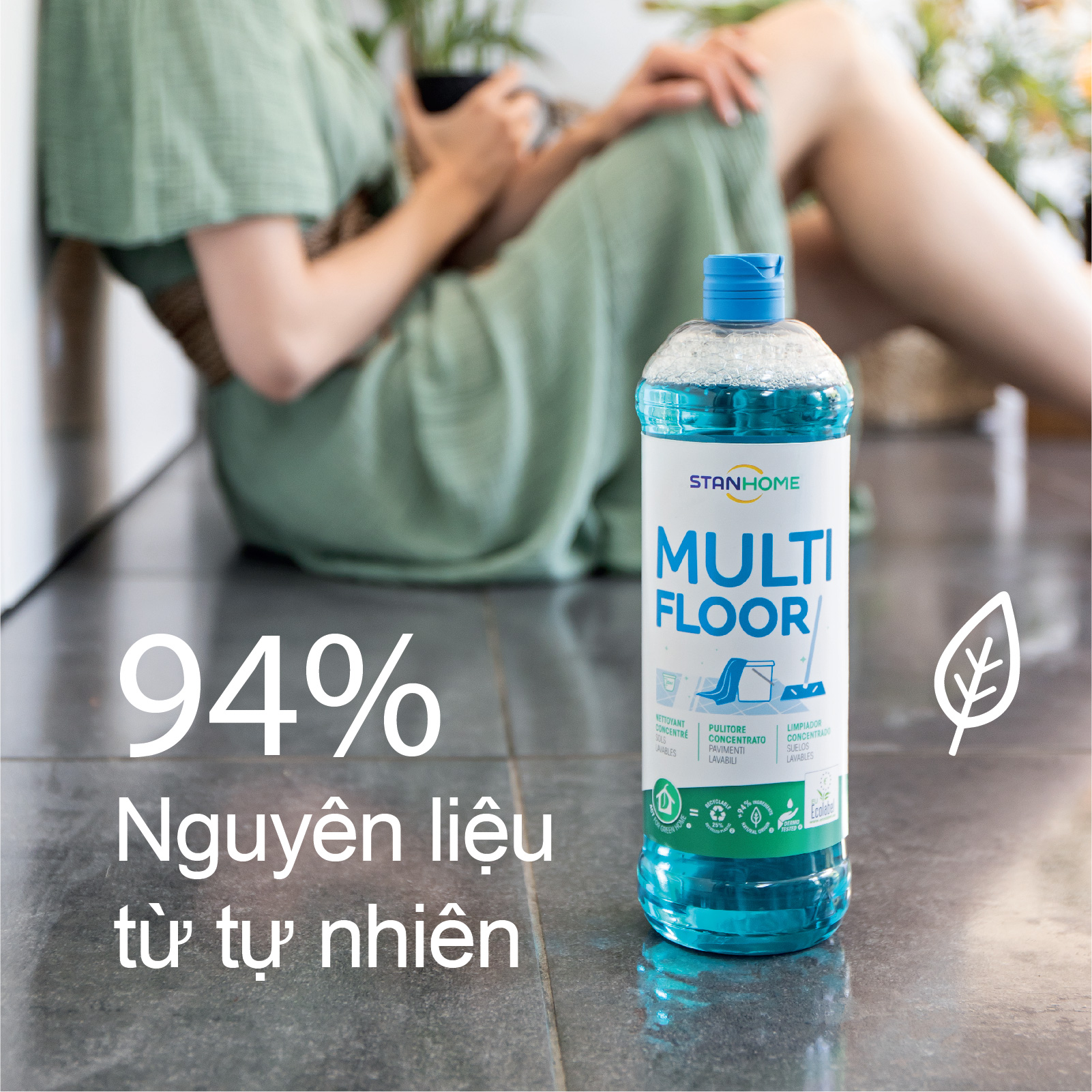 Nước lau sàn hương cam, bưởi, bạc hà Multi Floor Ecolabel 1000ml/chai