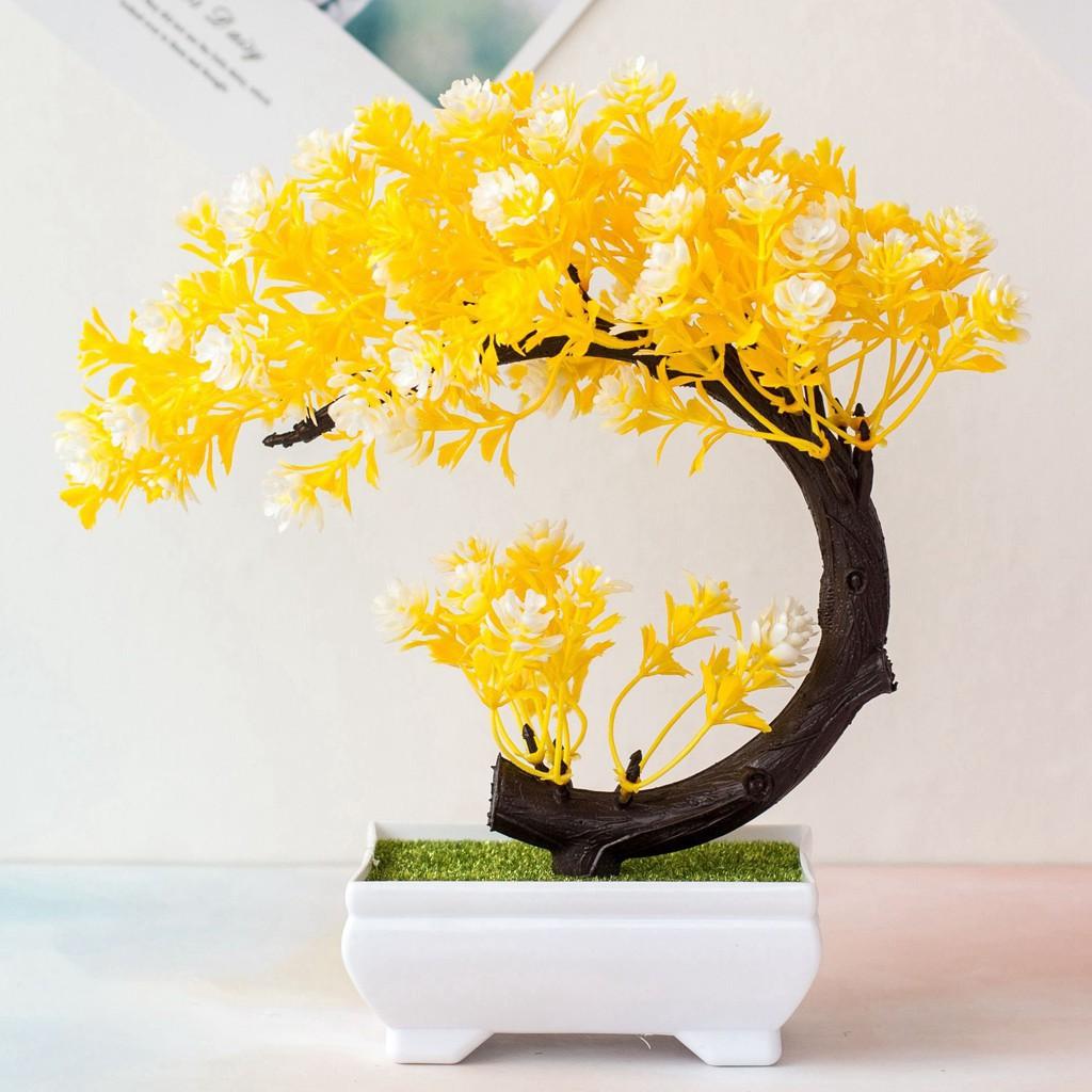 CÂY GIẢ BONSAI dáng trái tim hoa NGÂU ĐIỂM - Chậu cây hoa Phú Quý Cát Tường, trang trí, đề bàn ngày Tết sum vầy