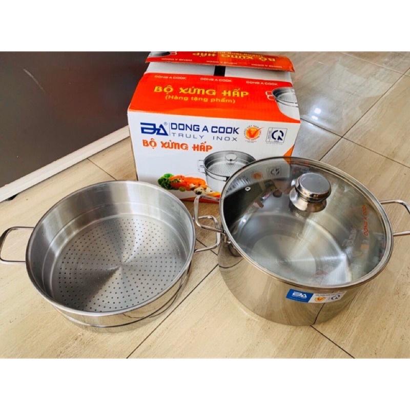 Nồi hấp 2 tầng chất liệu inox dùng bếp từ size 28cm giá hấp rời lỗ hấp nhỏ tiện lợi