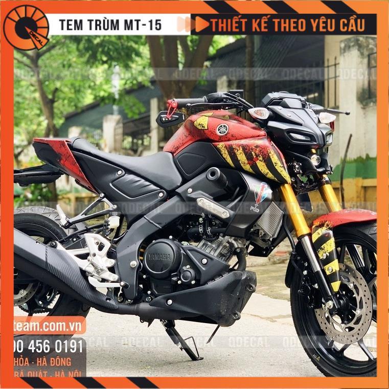 Tem trùm dành cho xe MT15 Warning đỏ vàng decal 3 lớp