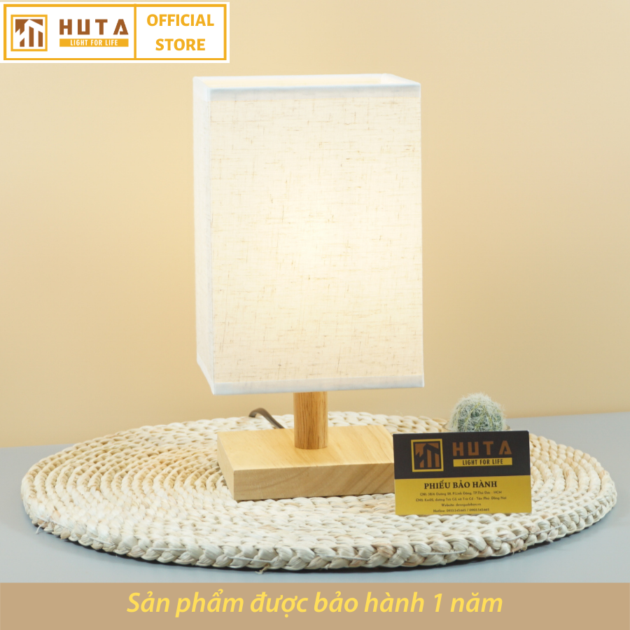 Đèn Ngủ HUTA Light For Life G3 Chao Vuông Độc Đáo Vingtage, Decor Trang Trí Phòng Ngủ, Điều Chỉnh Độ Sáng, Bóng Led Sáng Vàng Tiết Kiệm Điện