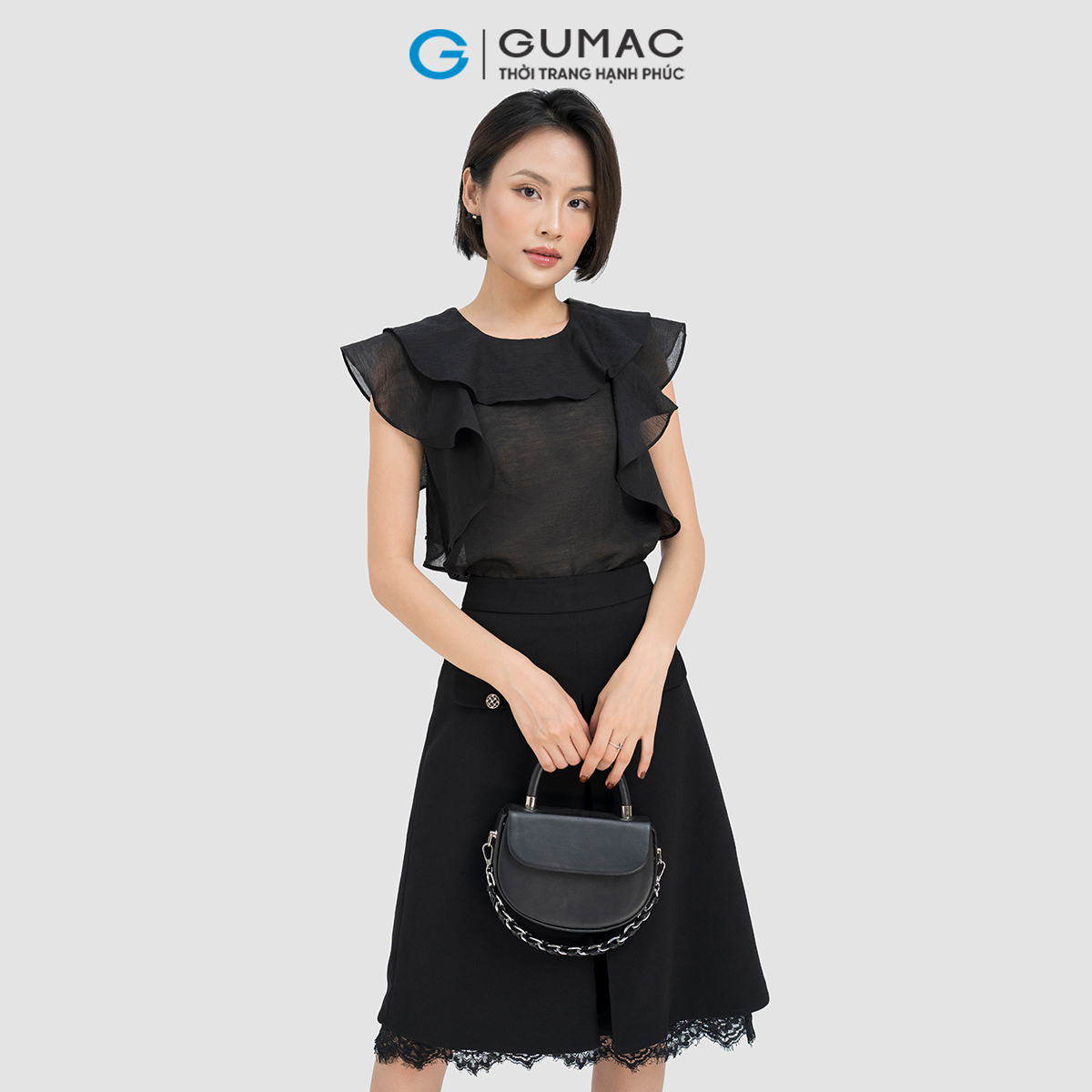 Chân váy phối ren Gumac LVD0403