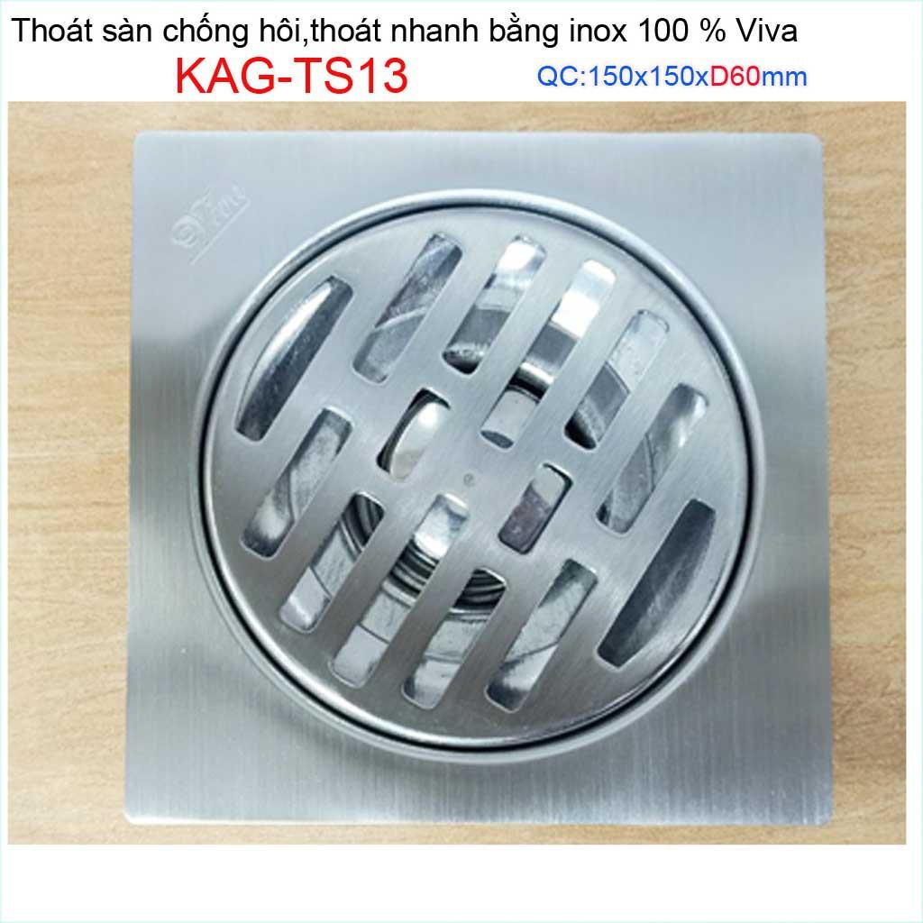 Hố ga thoát sàn Viva ống 6cm-9cm Inox mờ, phễu thoát nước chống hôi D60-90 vuông 10x10cm-12x12cm-15x15cm