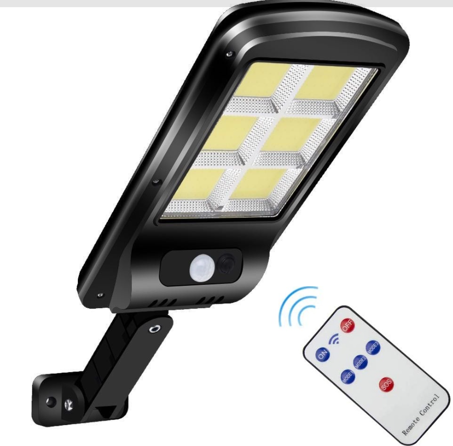 Đèn năng lượng mặt trời liền thể 120 LED COB siêu sáng (cảm biến chuyển động, cảm biến ánh sáng, công suất 60w) - có điều khiển