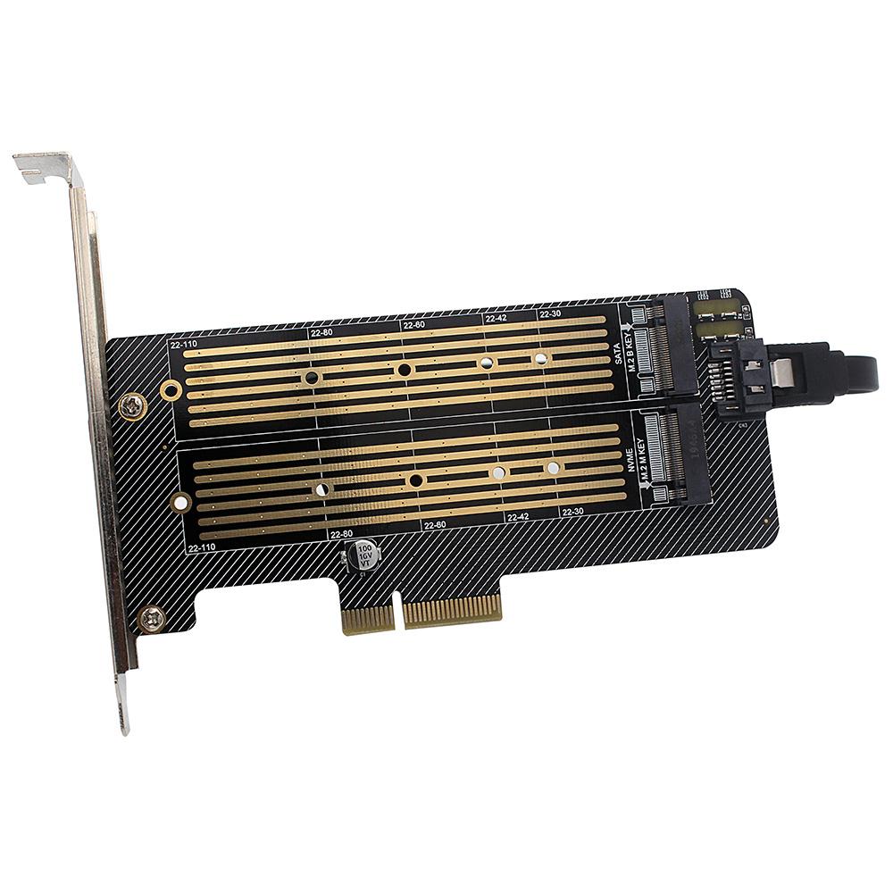 M.2 NVME/NGFF to PCI-E X4 Expansion Card SSD Adapter Card with M.2 M-key B-key Interfaces Support PCI-E/SATA Protocol