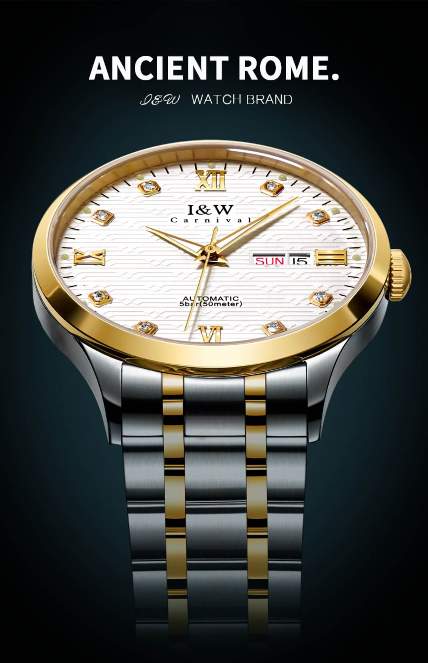 Đồng hồ nam chính hãng IW CARNIVAL IW651G-1 Kính sapphire ,chống xước ,Chống nước 50m ,Bảo hành 24 tháng,Máy cơ (Automatic),dây kim loại thép không gỉ 316L, thiết kế đơn giản dễ đeo