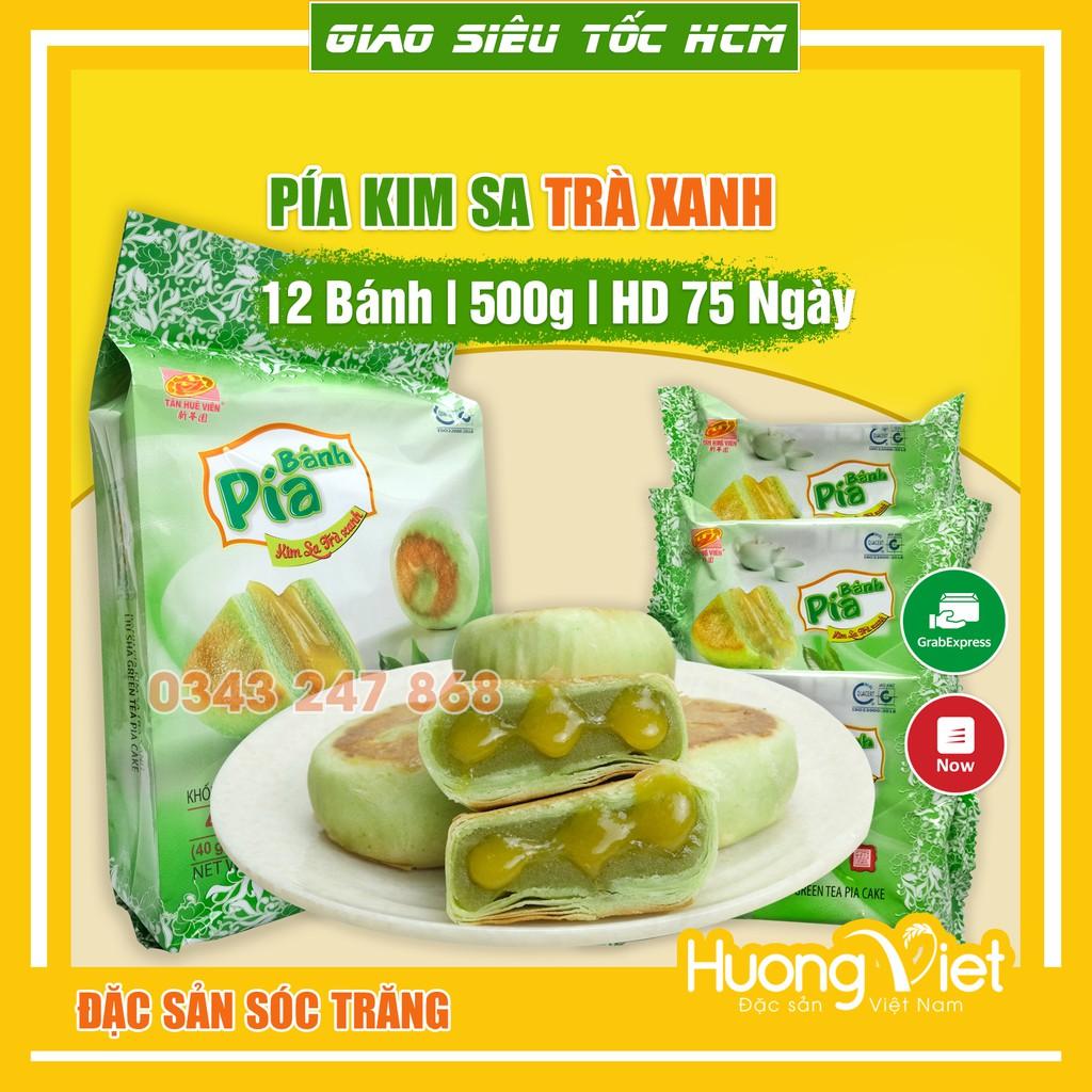 Bánh pía kim sa trà xanh tan chảy 500g, bánh pía Tân Huê Viên Sóc Trăng không sầu riêng