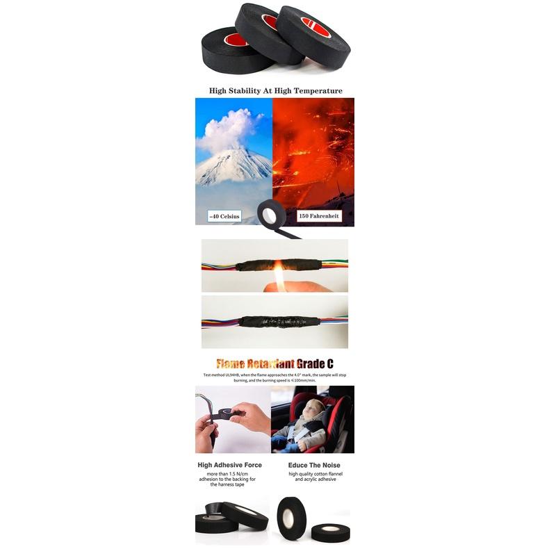 Cuộn băng keo vải chống cháy chịu nhiệt dài 15m cho dây cáp xe hơi