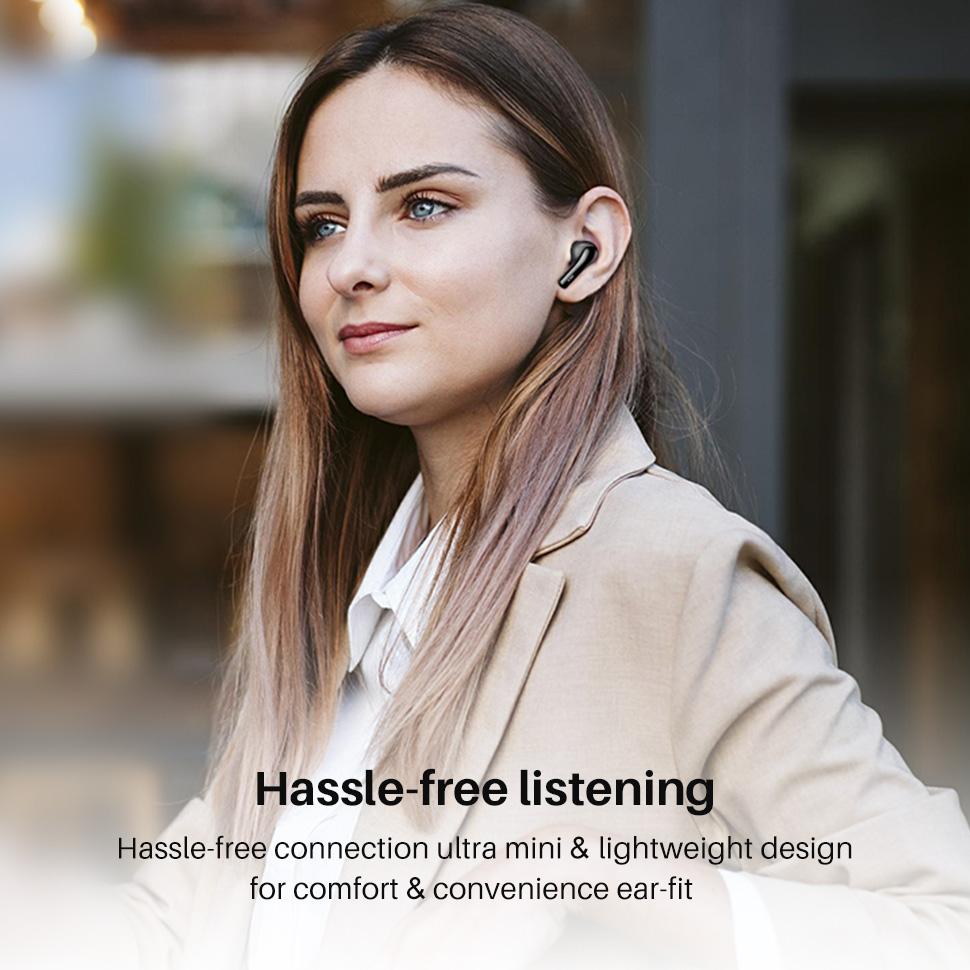 Tai nghe TOZO A2 Bluetooth 5.3, Tai nghe nhét tai không dây mini, Tai nghe nhét tai, Micrô tích hợp, Âm thanh sống động với hộp sạc Màu sắc: A2-Đen