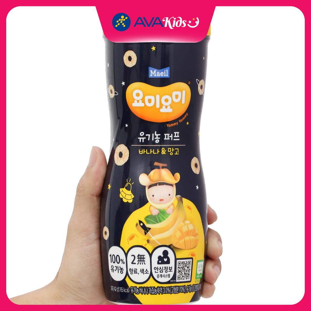 Bánh gạo ăn dặm Maeil Yommy Yommy vị chuối, xoài lon 42g (từ 1 tuổi) - Hàng Chính Hãng