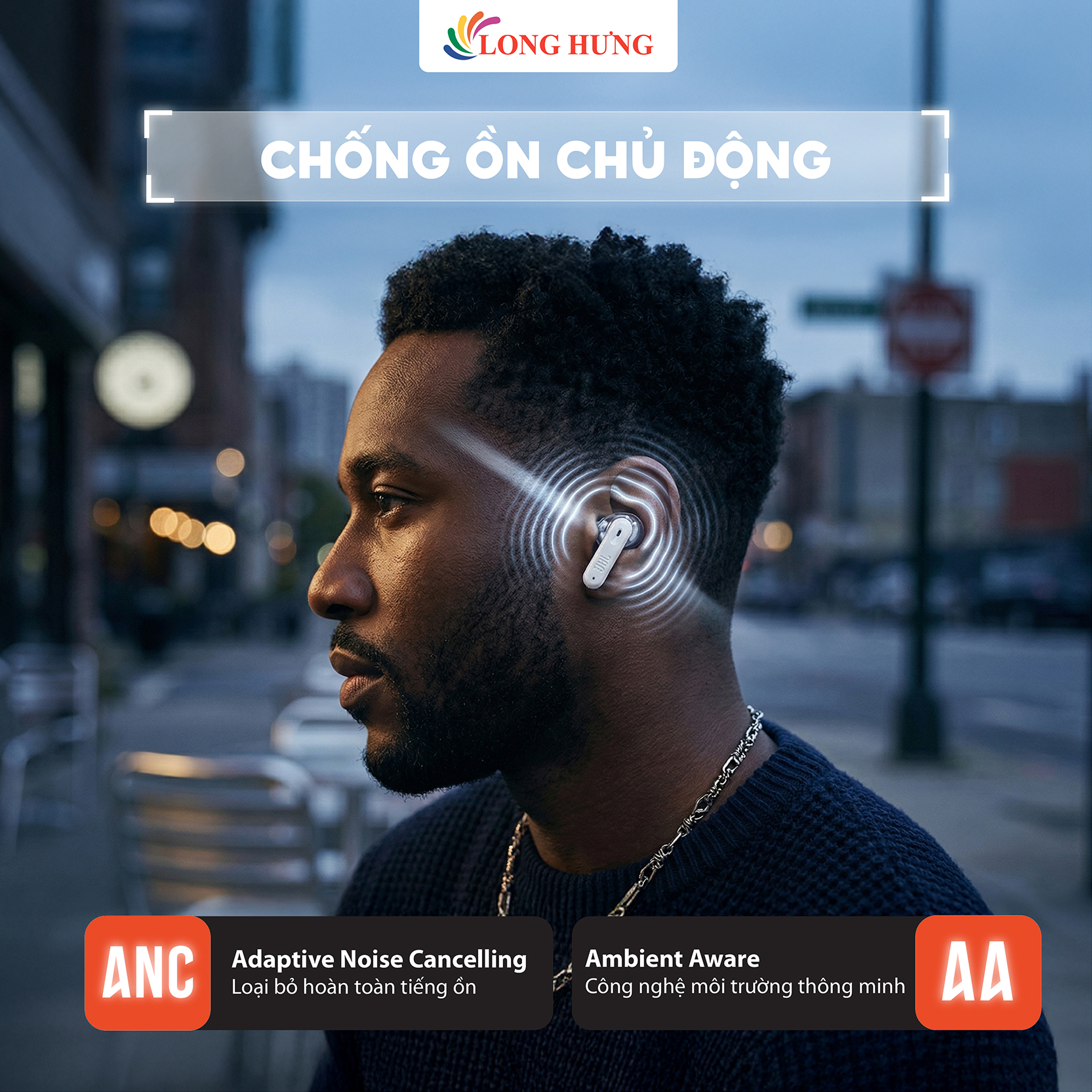 Tai nghe Bluetooth True Wireless JBL Tune Beam 2 Ghost - Hàng chính hãng