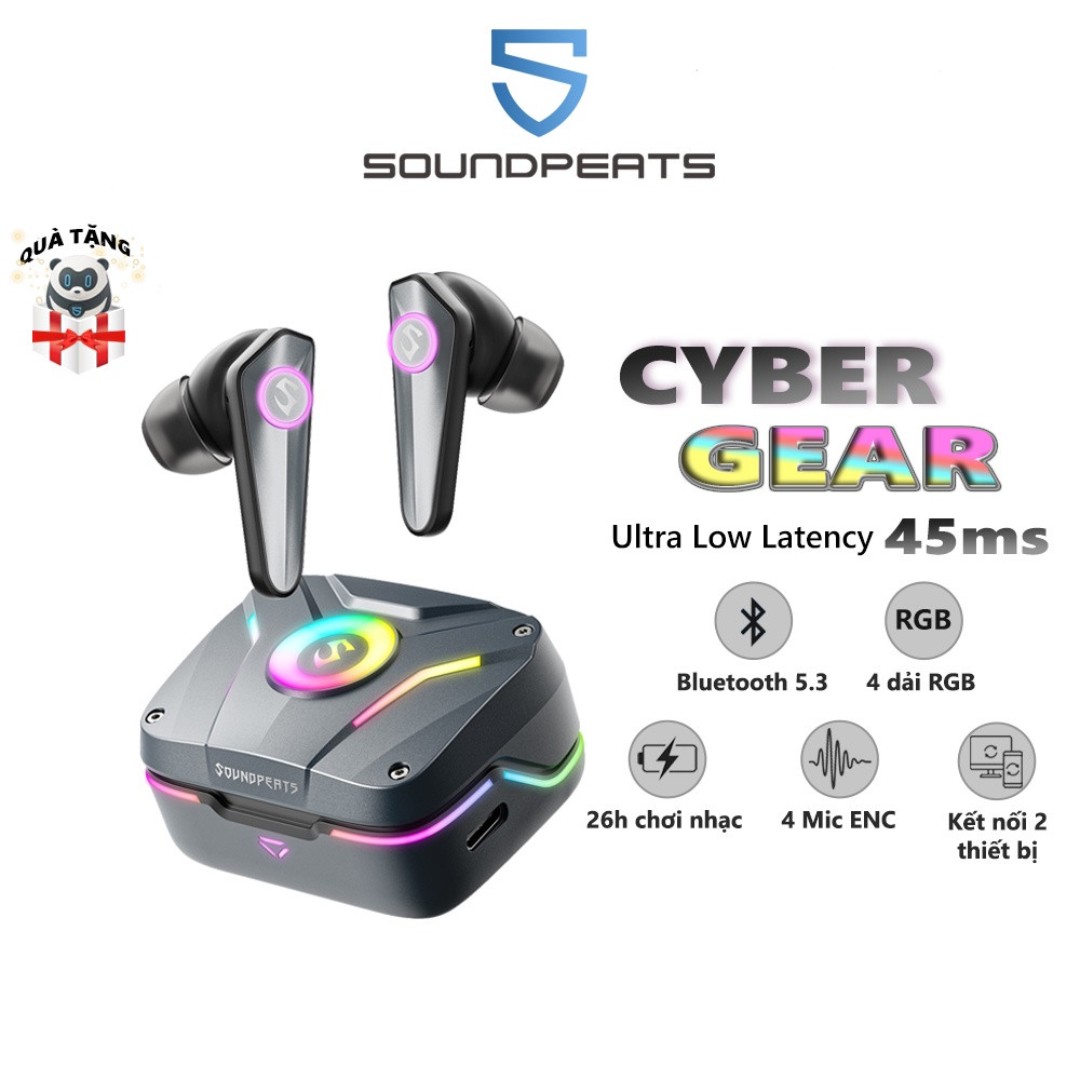 Tai Nghe True Wireless SoundPEATS CyberGear Bluetooth 5.3, Game Mode 45ms - Hàng Chính Hãng