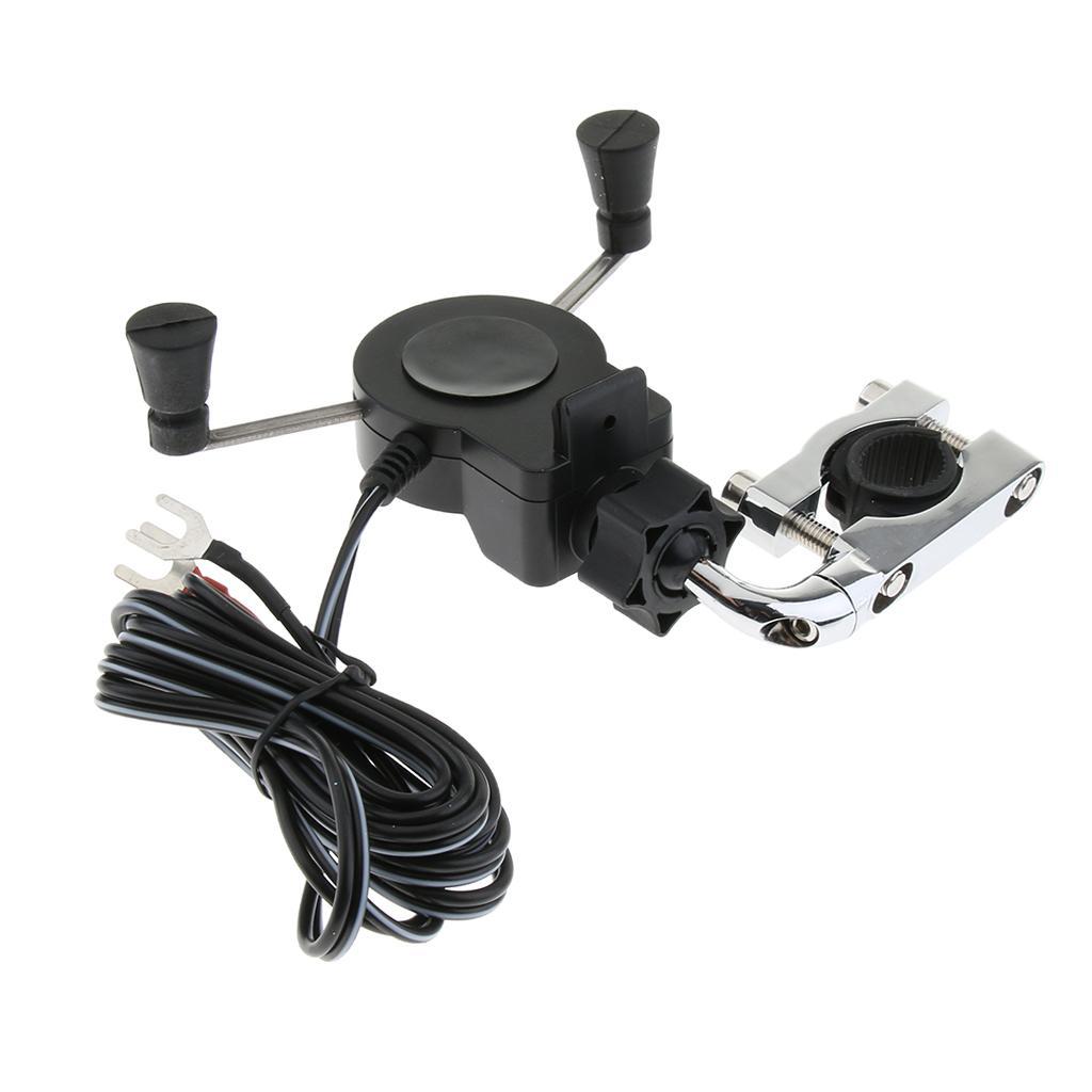 Universal Motorcycle Handlebar Cell Phone Holder Mount with USB Charger