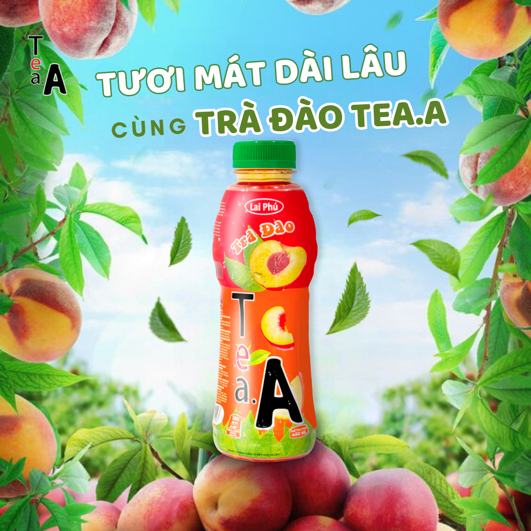 Trà Đào Tea A Chai 450ml - Lốc 6 Chai