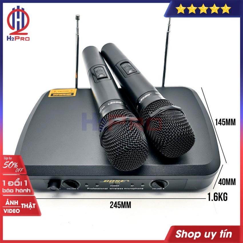 Bộ micro không dây, mic karaoke WR-209 UHF 2022, 2 mic hát karaoke không dây giá rẻ, tặng 2 đôi pin 20K-Shop H2pro