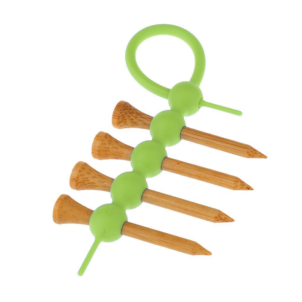 Rubber Mini Portable Golf Tees Holder Tool Carrier Clip + 4pcs Wood Golf Tees Accessories - 4 Colors