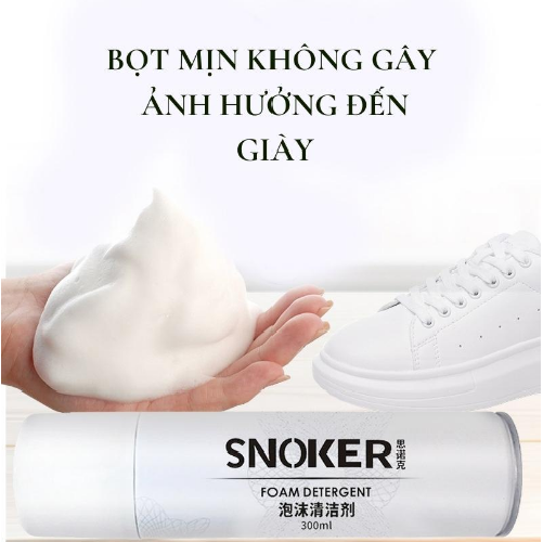 Chai Vệ Sinh Giày SNOKER 300ML Tạo Bọt Làm Trắng Giày, Dung Dịch Vệ Sinh Giày - Dép SNOKER Cao Cấp GD640-Snoker