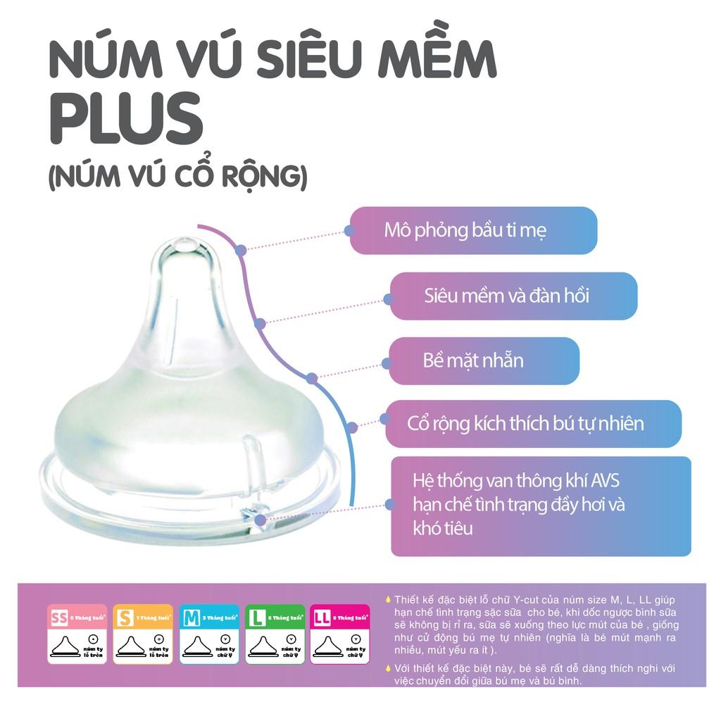 Bình sữa cổ rộng PPSU Plus Voi xanh/ Thỏ hồng Pigeon 330ml