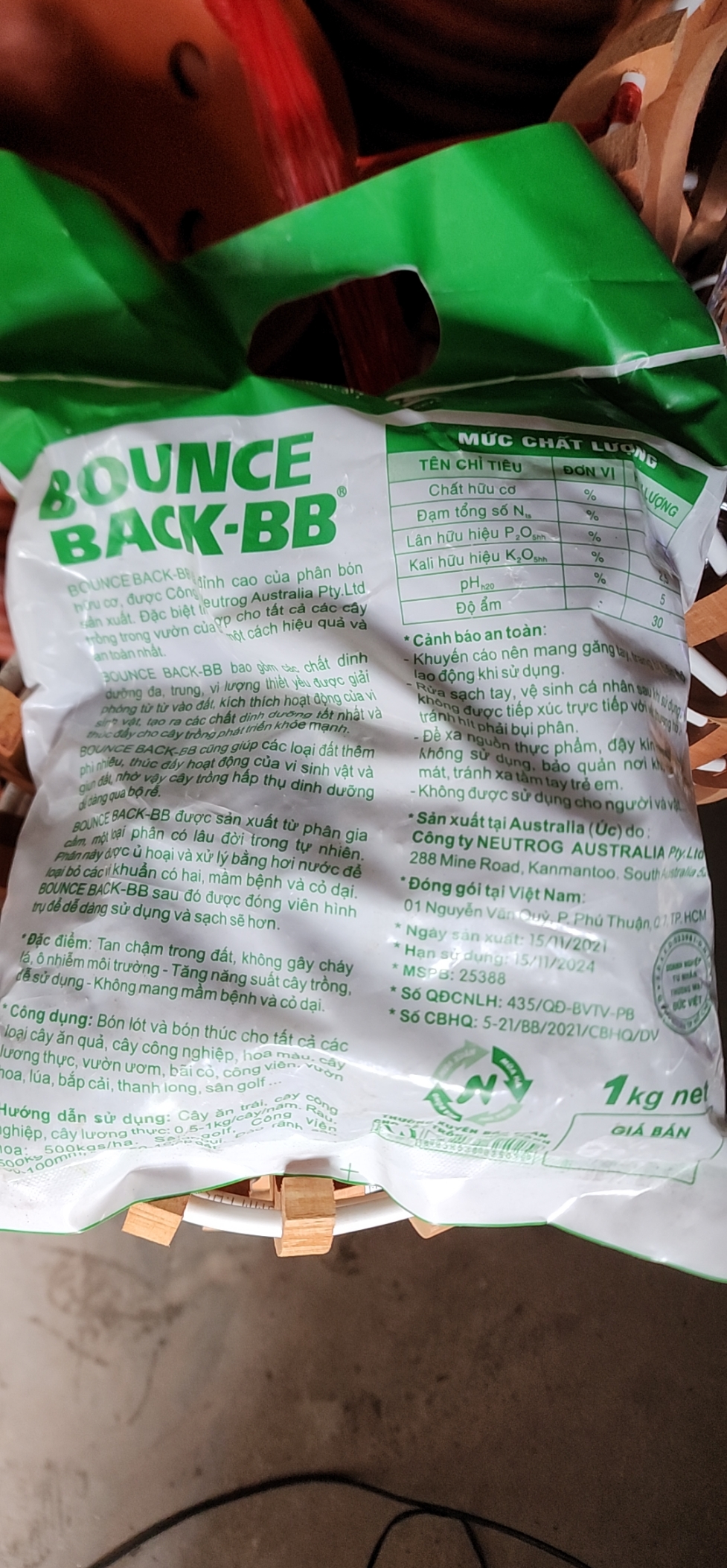 Phân cá của úc BOUNCE BACK: túi 1 kg Đ/c: An Đồng, An Dương, Hải Phòng Chuyên dùng cho hoa lan , cây cảnh. ️Chuyên dùng cho Cây Lan Bón lót, bón thúc cho tất