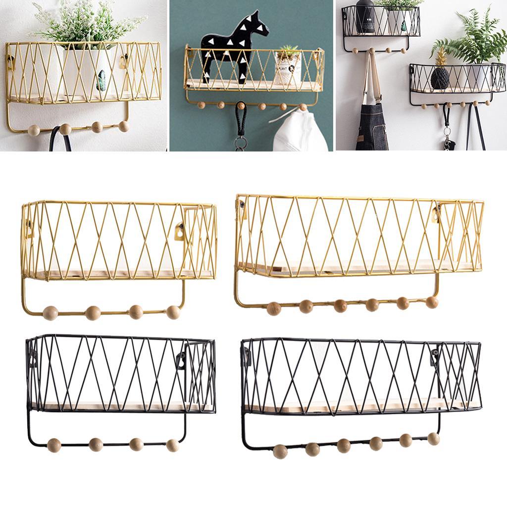 Wall Hanging Key Holder Mail Rack Coat Mail Organizer Basket golden small