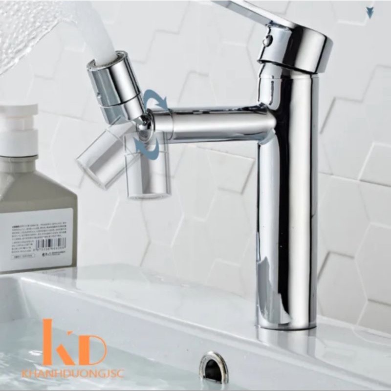 Vòi Lavabo gật gù mỏ xoay 360 nóng lạnh cao cấp/ Vòi Lavabo mỏ xoay