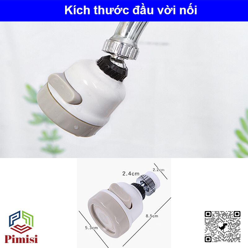 Đầu nối vòi rửa bát tăng áp đa năng 3 chế độ, xoay 360 độ Pimisi sử dụng cho cả vòi nước lavabo chậu rửa mặt và vòi chậu rửa chén bát ren trong và ren ngoài | Hàng chính hãng