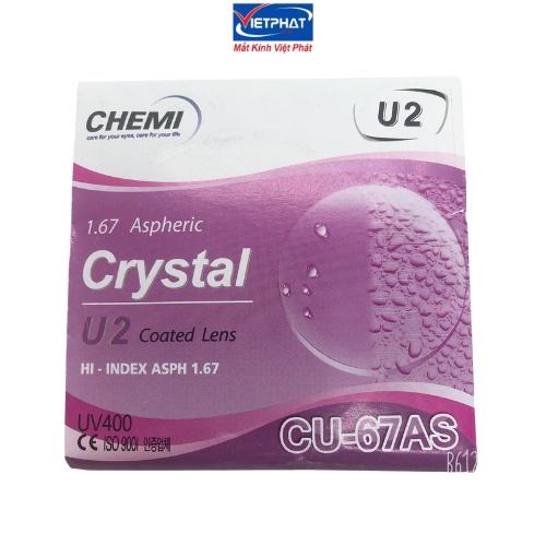 Tròng kính siêu mỏng CHEMI U2 1.67 ASP UV400 CRYSTAL U2 COATED chính hãng Hàn Quốc