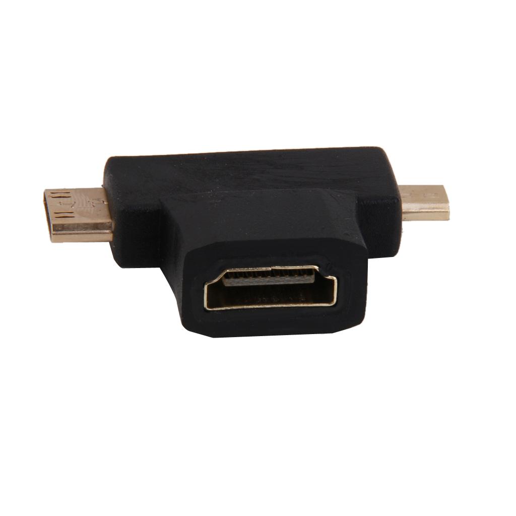 3in1 HDMI Female to Mini HDMI Male to Micro HDMI Male Adapter Connector